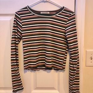 multicolored stripped long sleeve top